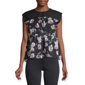 Rebecca Minkoff Women Black Sleeveless Floral Top Size Medium